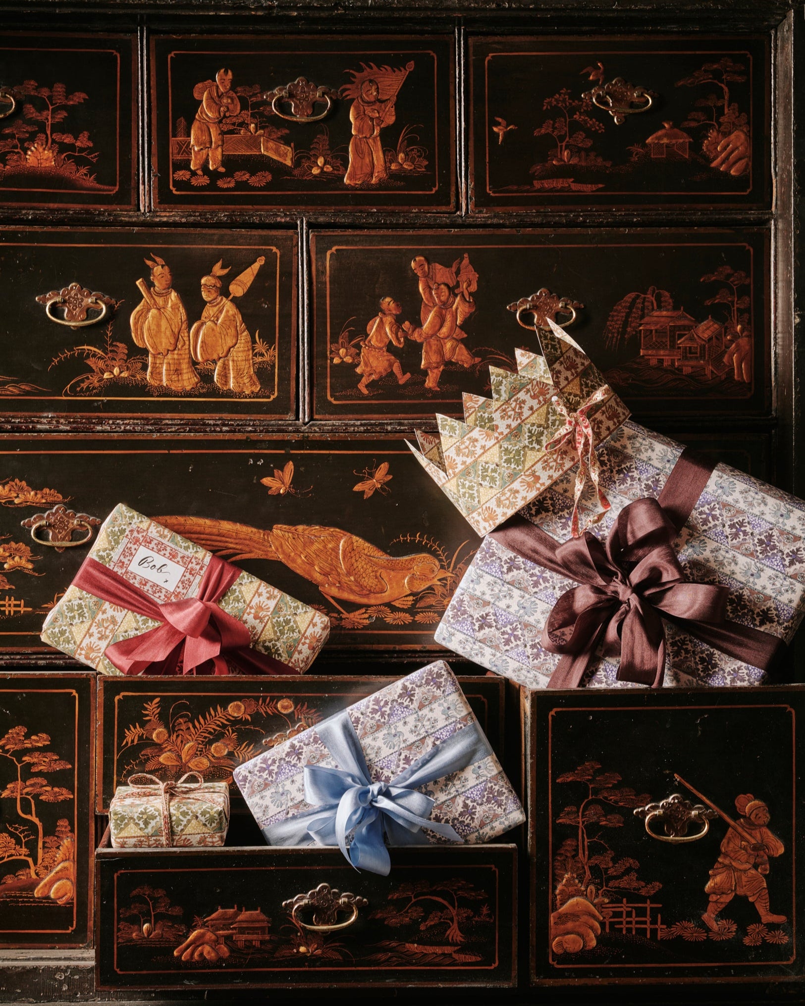 a group shot of The Kensington Paperie dacha stripe wrapping paper product