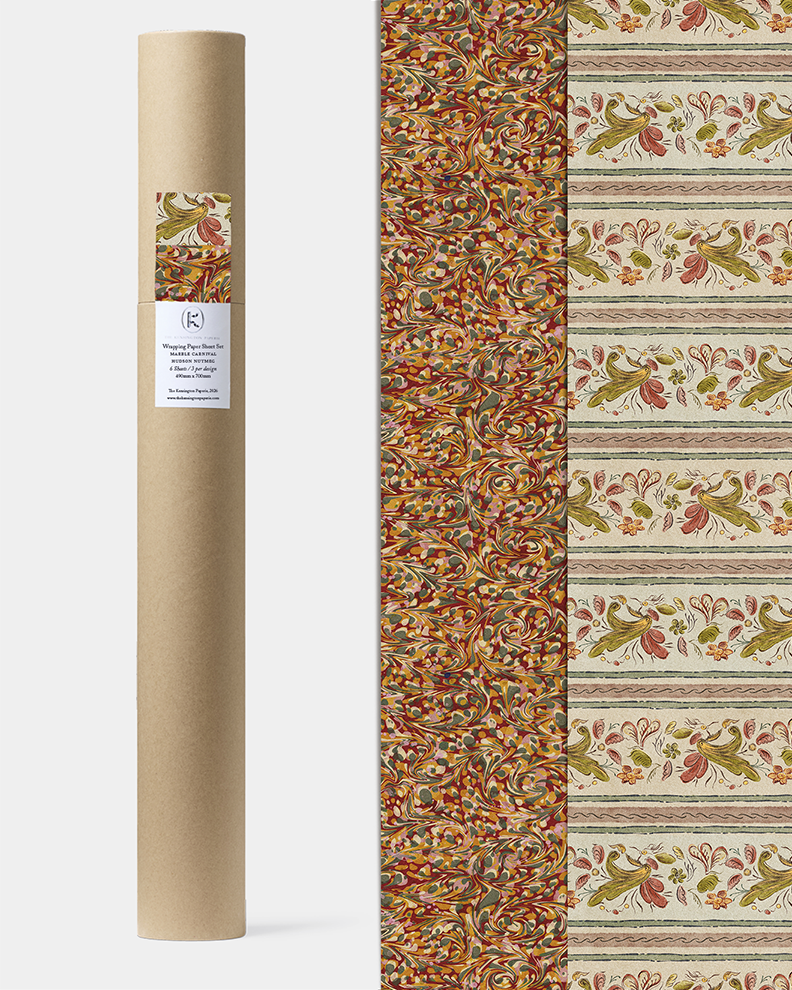 Wrapping Paper Sheet Set: Marble Carnival / Hudson Nutmeg