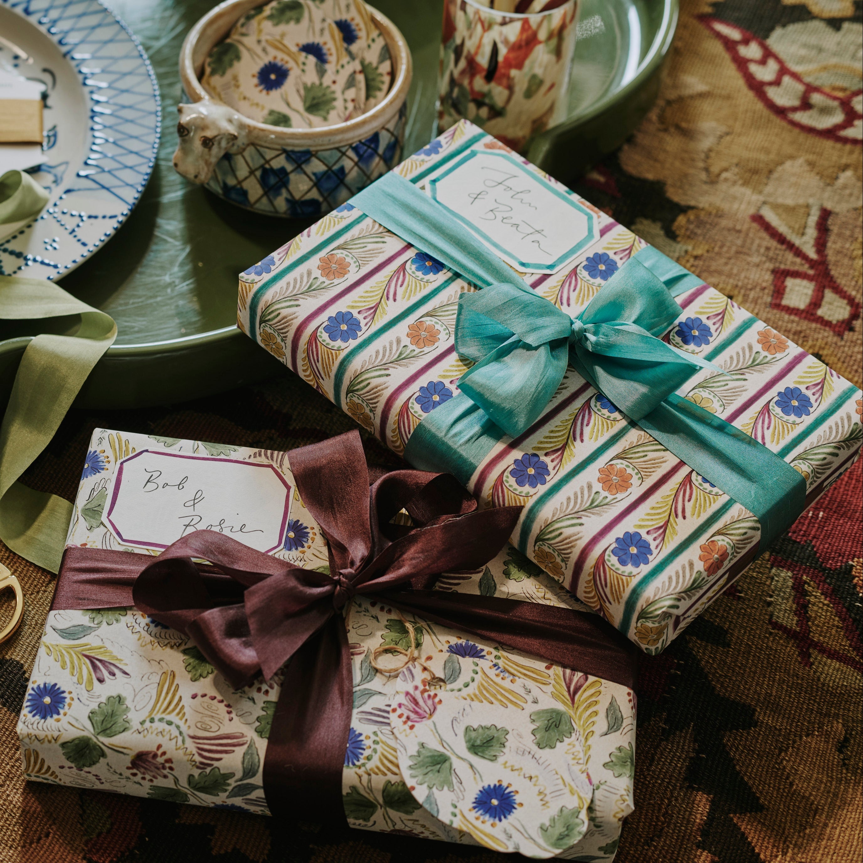 Set of 4 Gift Tags: Delft Cornflower