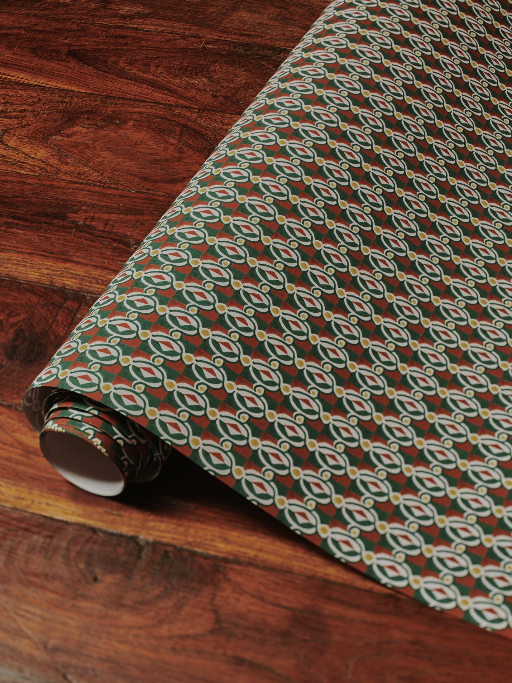 Christmas Gift Wrap Roll - Sandalwood Block