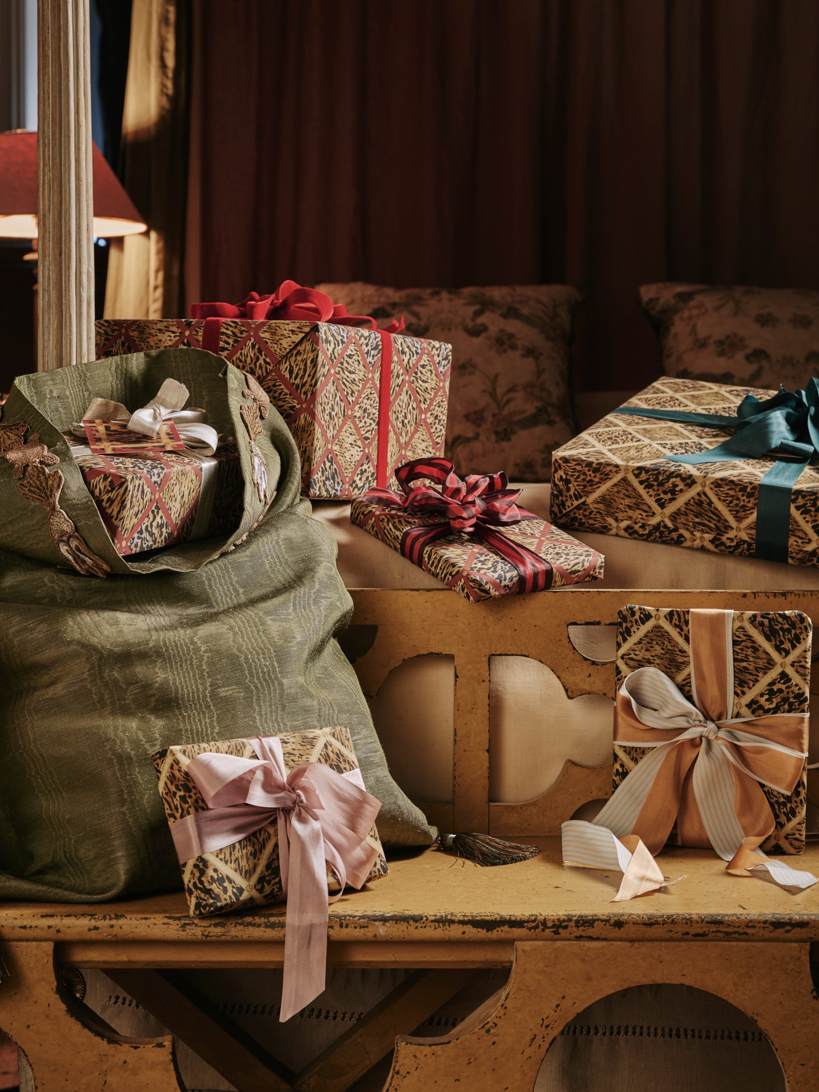 Wrapping Paper Roll: Tortoise Trellis, Ruby