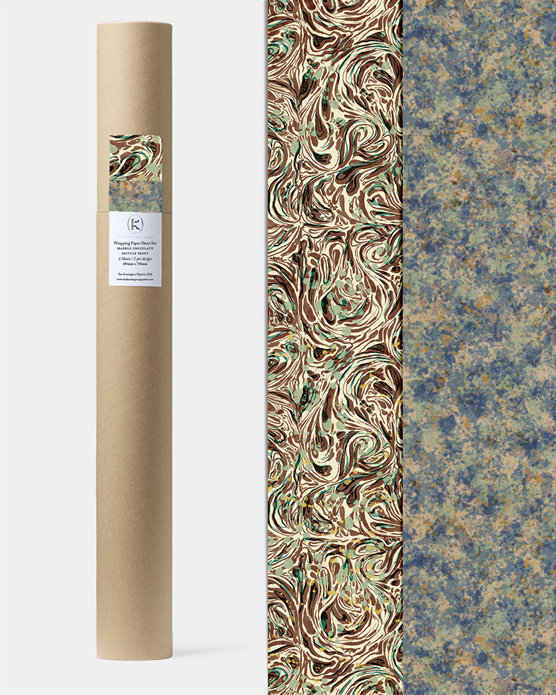 Wrapping Paper Sheet Set: Mottle Frost / Marble Chocolate