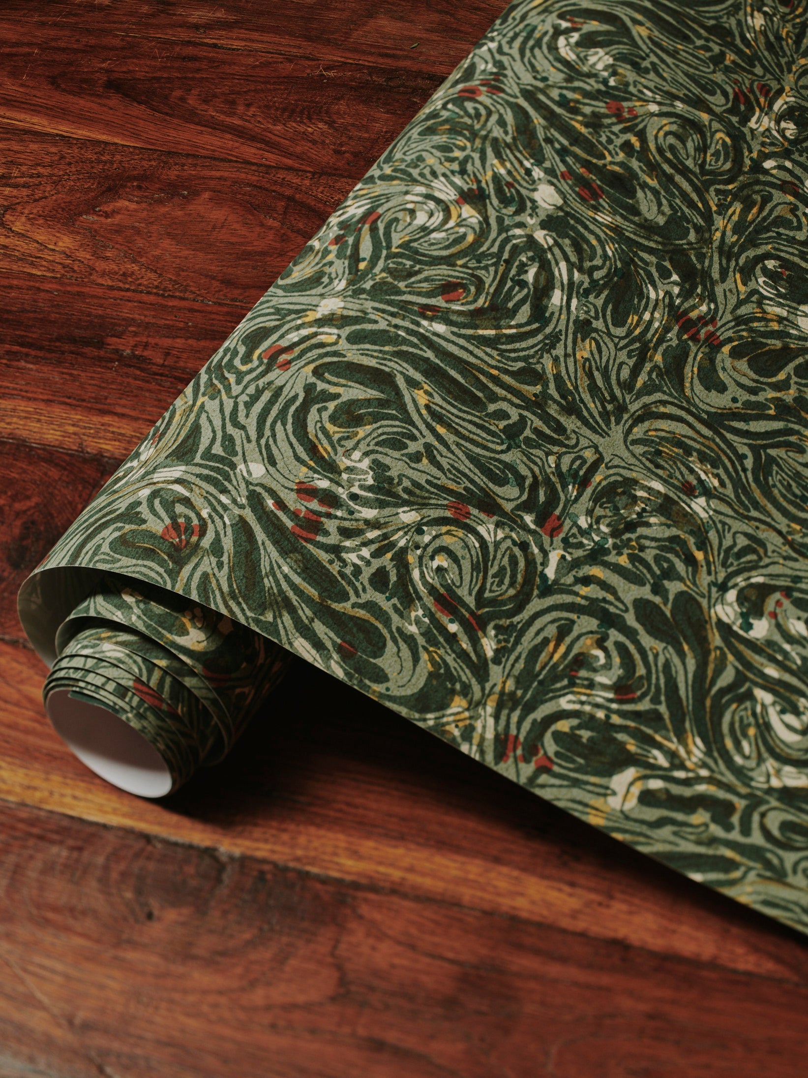 Christmas Gift Wrap Roll - Marble Emerald
