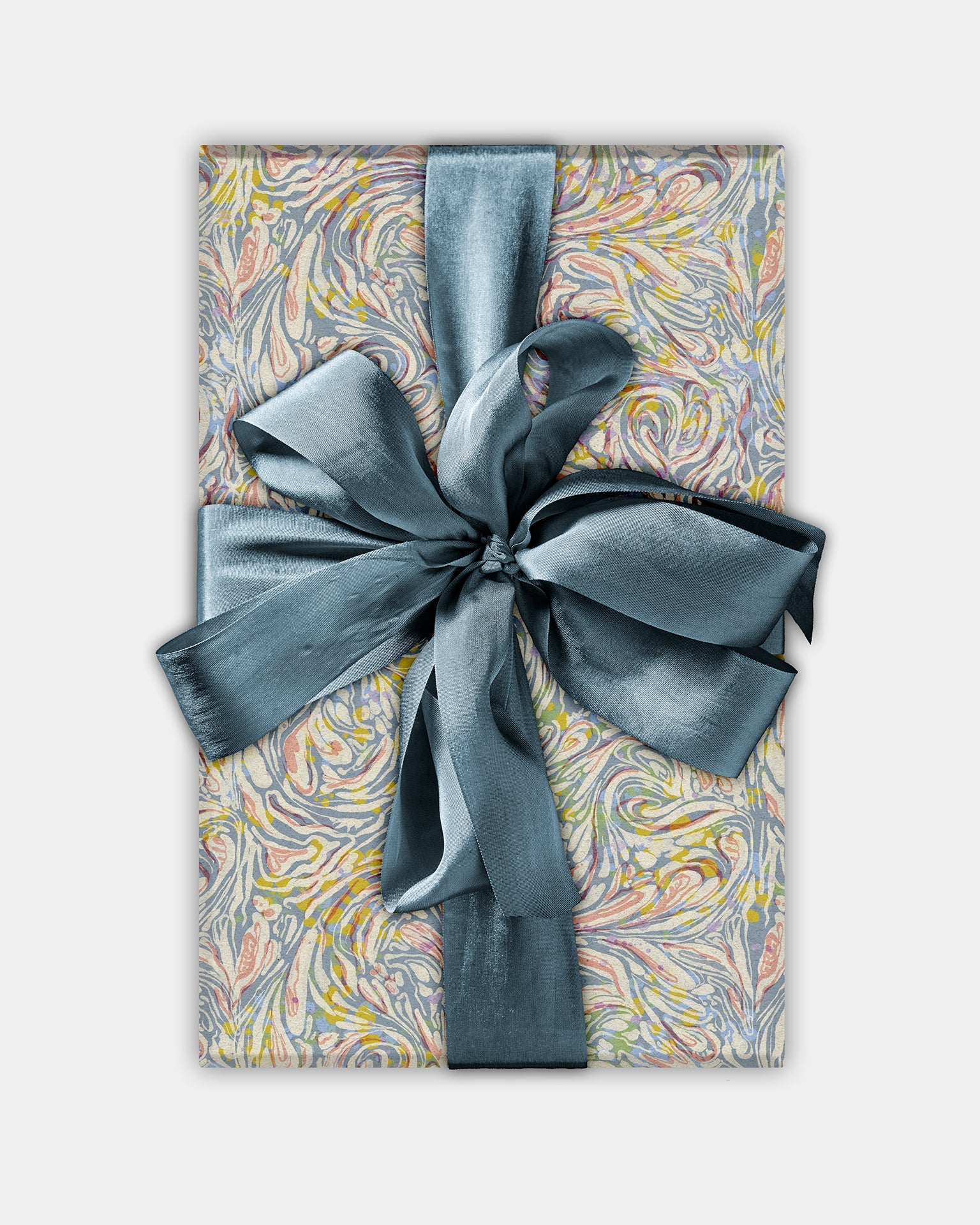 A product shot of The Kensington Paperie marble lavender wrapping paper