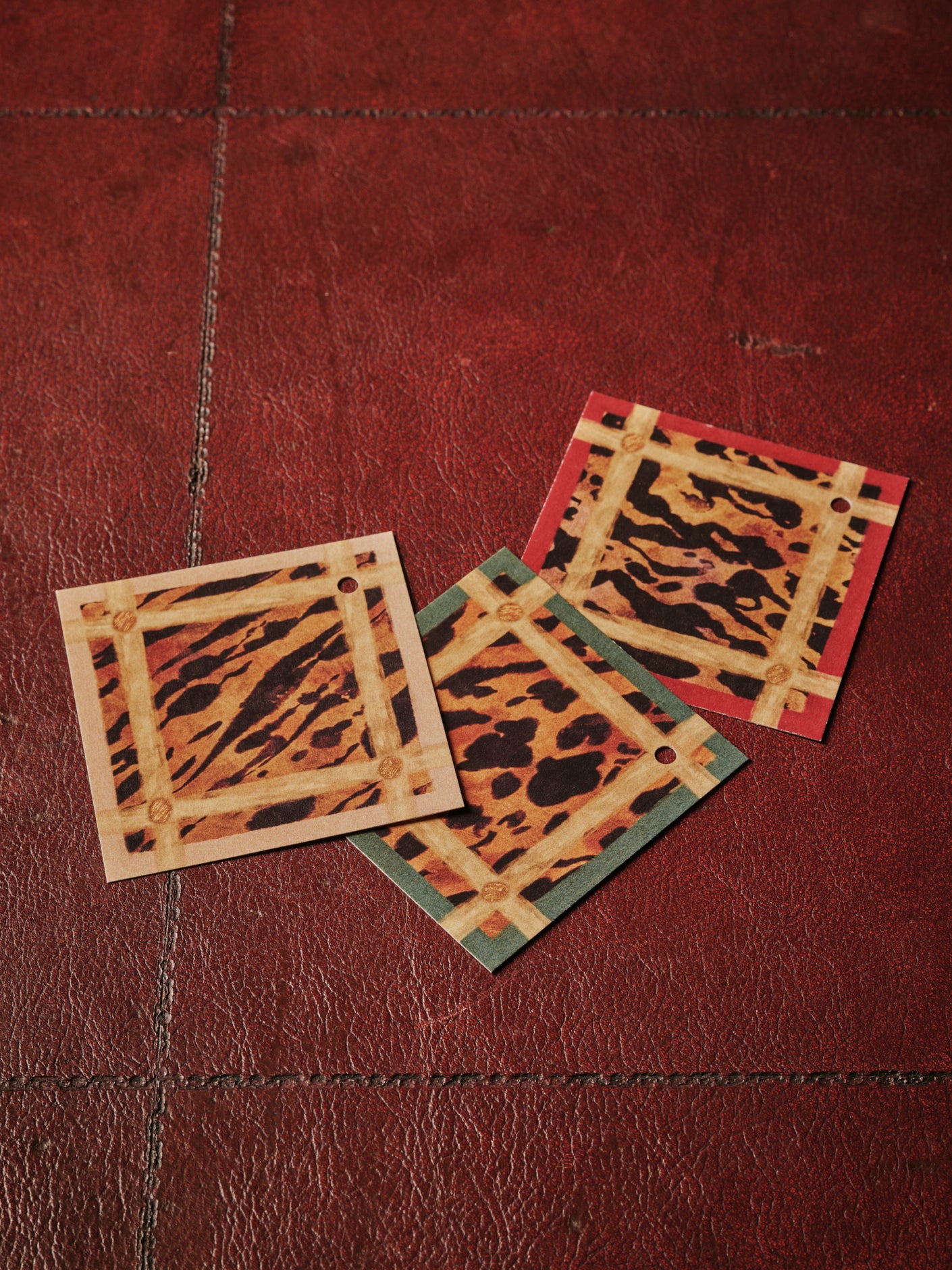 a group shot of The Kensington Paperie tortoise trellis gift tag