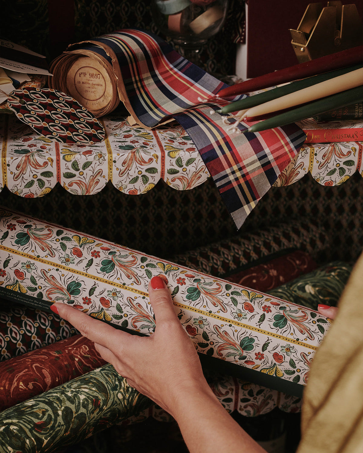 a group shot of The Kensington Paperie kitcombe stripe wrapping paper product