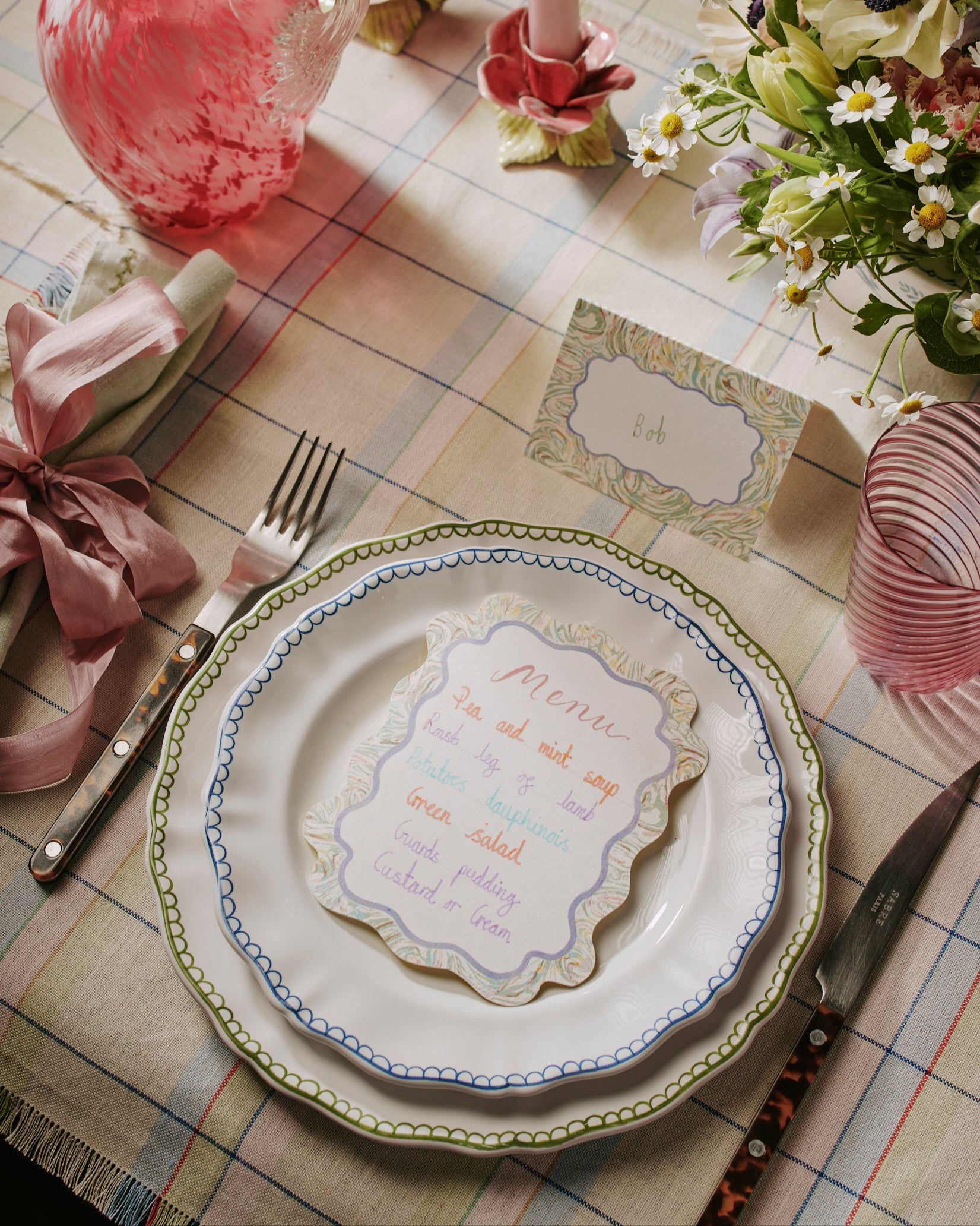 a shot of The Kensington Paperie marble peppermint name place product