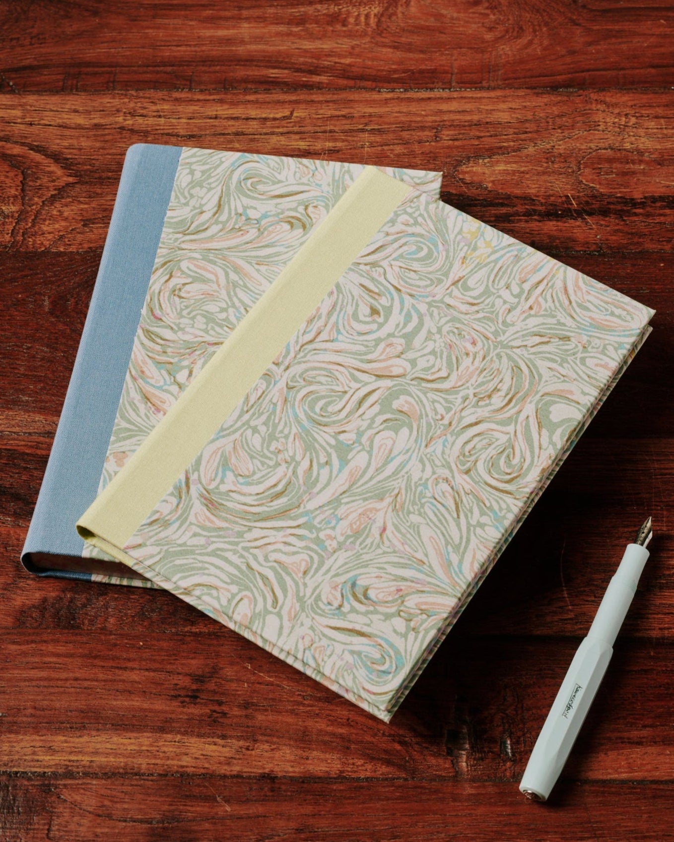 The Kensington Paperie marble peppermint notebook product shot